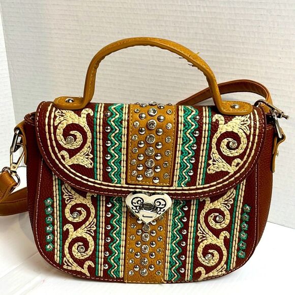 Montana West Brown and Tan Satchel - Picture 1 of 9